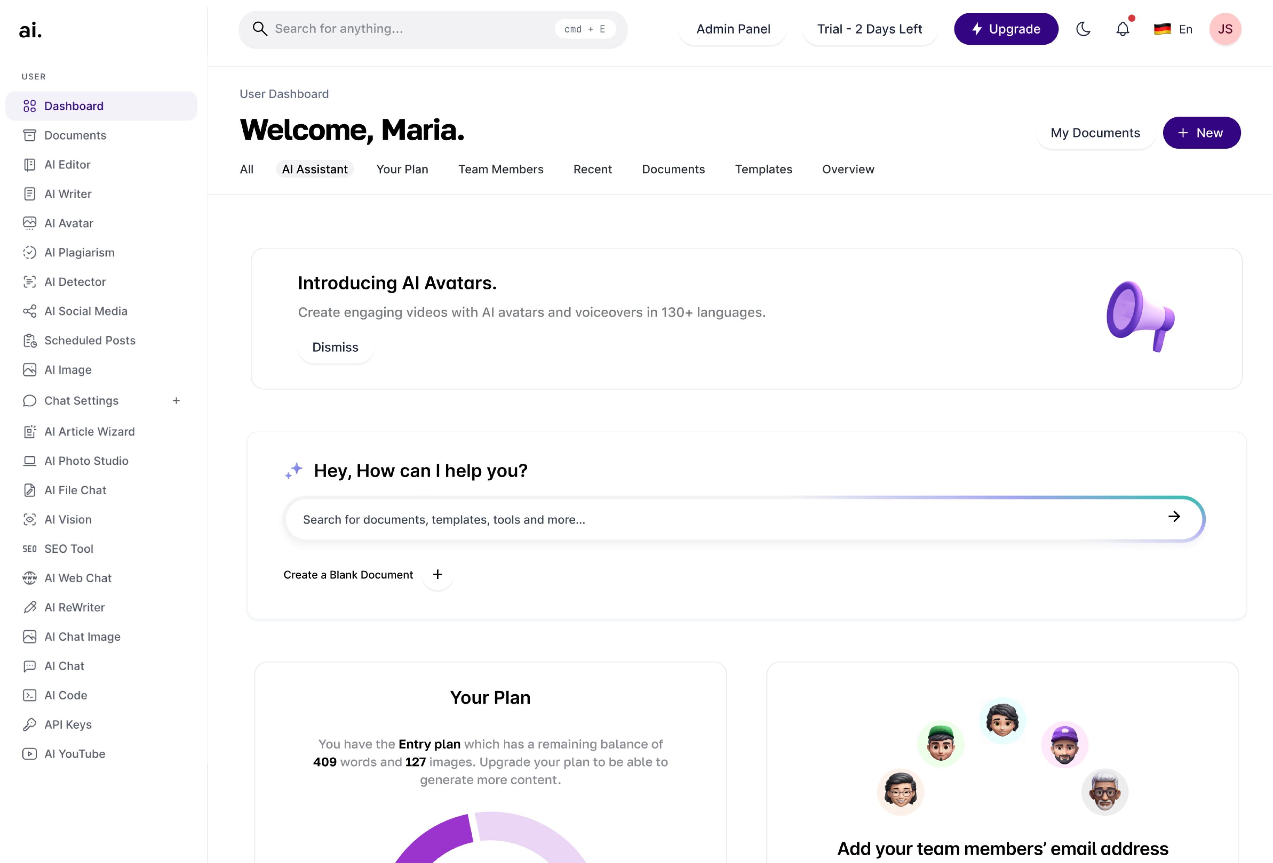 Image of AiToolEdu dashboard